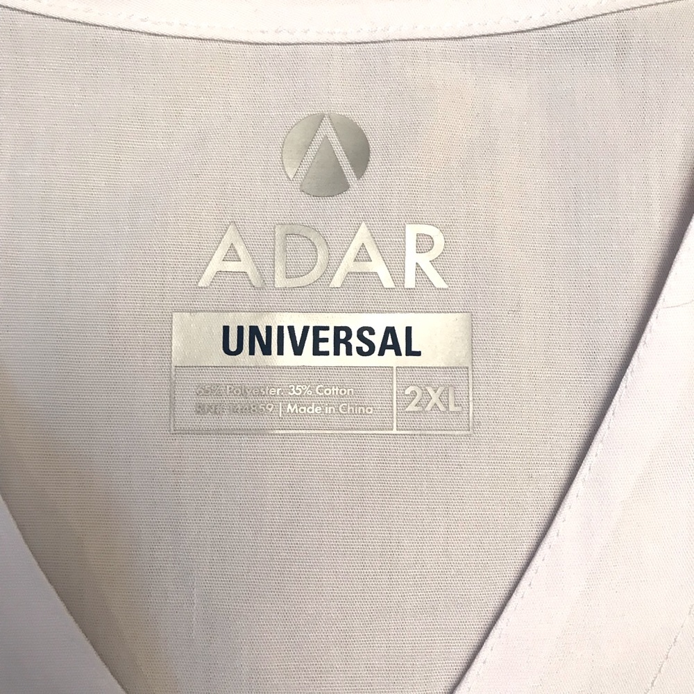 Adar Medical Scrubs Top NEW Plus Size 2XL White Short Sleeve Snap Button V Neck - Picture 4 of 7